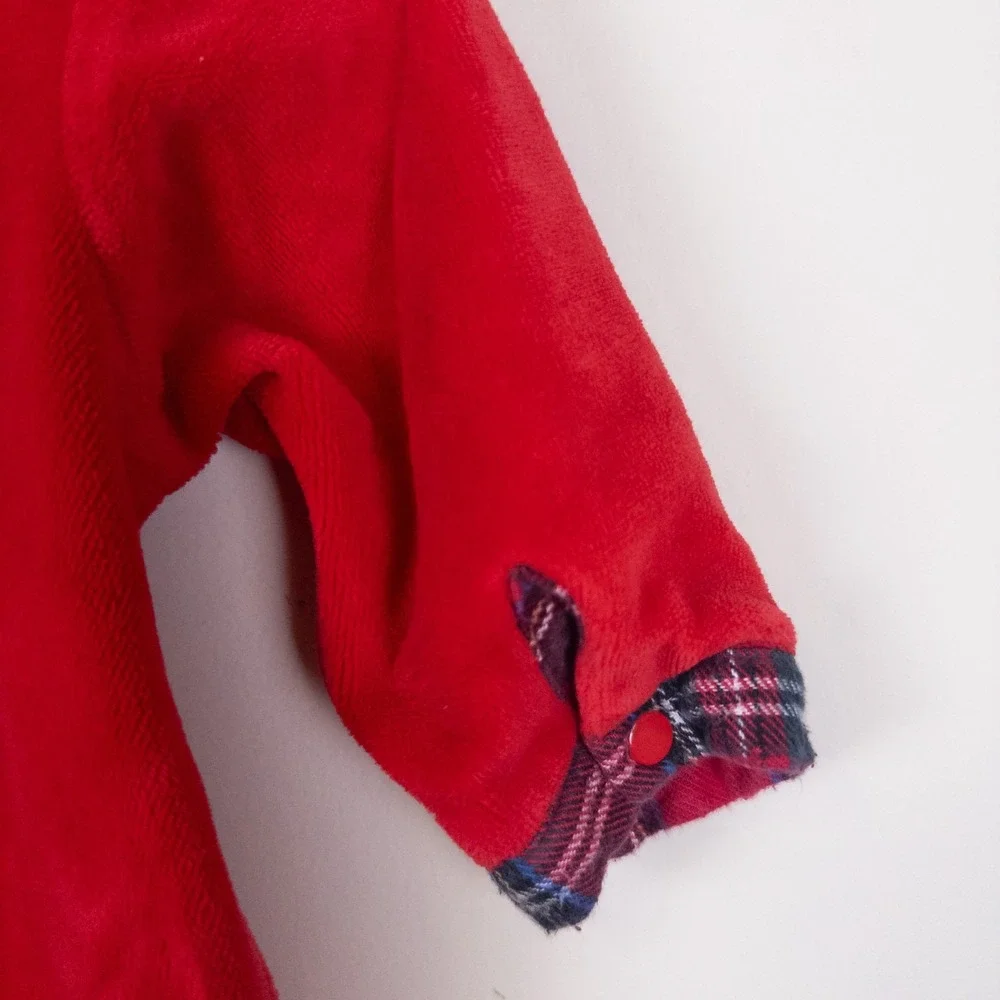 Vintage Little Me Christmas Sleeper Red Plaid Velour Footed Romper‎ Y2K Baby 6M